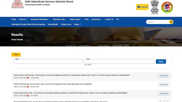 DSSSB Result 2026 OUT:  PGT, TGT और अन्य पदों के नतीजे जारी, इस लिंक पर जाकर करें चेक