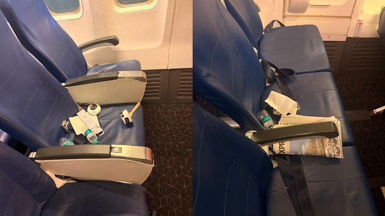 X User Calls Out Passenger Behaviour After Sharing Photos Of Messy Flight Seats