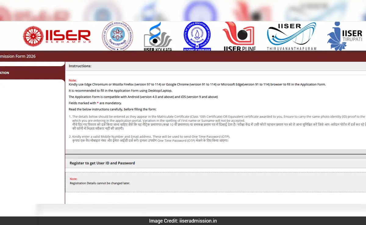 IISER Aptitude Test 2026 Registration Underway, Check Important Dates, Application Form