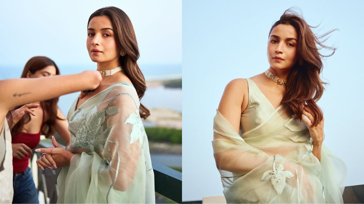 Alia Bhatt Serves 'Golden Hour' Glamour In A Green Saree And Choker In Chennai