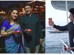 माधुरी दीक्षित ने पति नेने संग किए बाबा विश्वनाथ के दर्शन, बनारस के घाटों पर घूमने के बाद गंगा आरती में हुईं शामिल