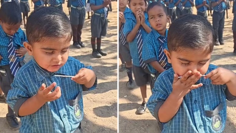 भगवान की भक्ति या लॉलीपॉप की शक्ति? स्कूल के बच्चे की इस हरकत ने इंटरनेट पर मचाई धूम!