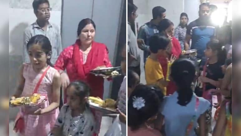 हाथों में कन्या पूजन का प्लेट लिए एक घंटे तक लिफ्ट में फंसी रहीं बच्चियां, नोएडा की सोसायटी में बड़ी चूक, VIDEO