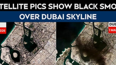 हर तरफ काला धुआं... सैटेलाइट तस्वीरों में देखें ईरान ने दुबई में मचाई कितनी तबाही