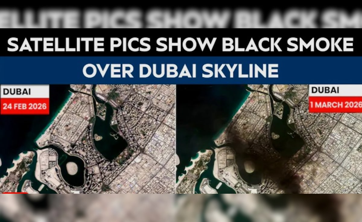 हर तरफ काला धुआं... सैटेलाइट तस्वीरों में देखें ईरान ने दुबई में मचाई कितनी तबाही