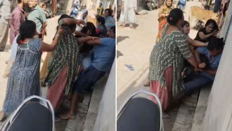 कानपुर: आने-जाने वाली लड़कियों को छेड़ता था मनचला, महिलाओं ने पकड़कर पीट दिया- Video