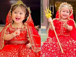 लाल जोड़ा, सिर पर मुकुट, हाथ में त्रिशूल... नन्ही बच्ची का दुर्गा अवतार हुआ वायरल, देखकर मंत्रमुग्ध हुए लोग