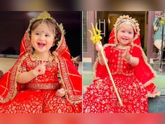 लाल जोड़ा, सिर पर मुकुट, हाथ में त्रिशूल... नन्ही बच्ची का दुर्गा अवतार हुआ वायरल, देखकर मंत्रमुग्ध हुए लोग