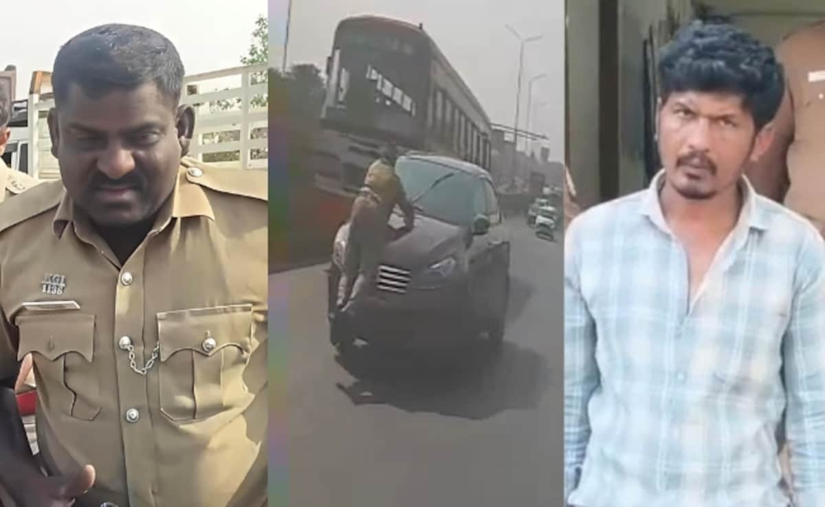 On Camera, Man Carrying 390 Kg Of Tobacco Drags Karnataka Cop On Bonnet