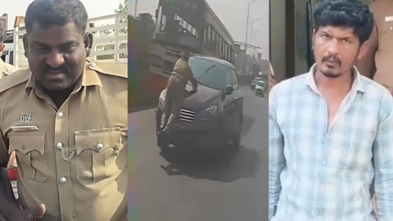 On Camera, Man Carrying 390 Kg Of Tobacco Drags Karnataka Cop On Bonnet