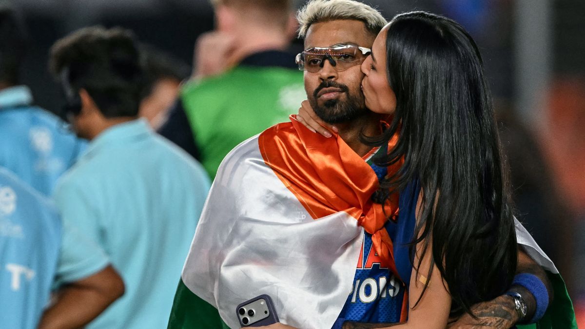 Hardik Pandya with Mahieka Sharma after the match.