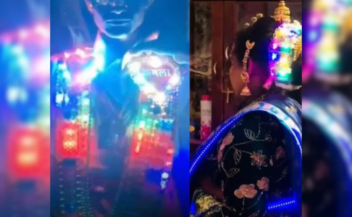 गजब ढा रही हैं 'लाइट वाली दुल्हन', चलते-फिरते बिजली के खंभे से लगे दूल्हे 'राजा', वीडियो देख लोगों ने ली मौज