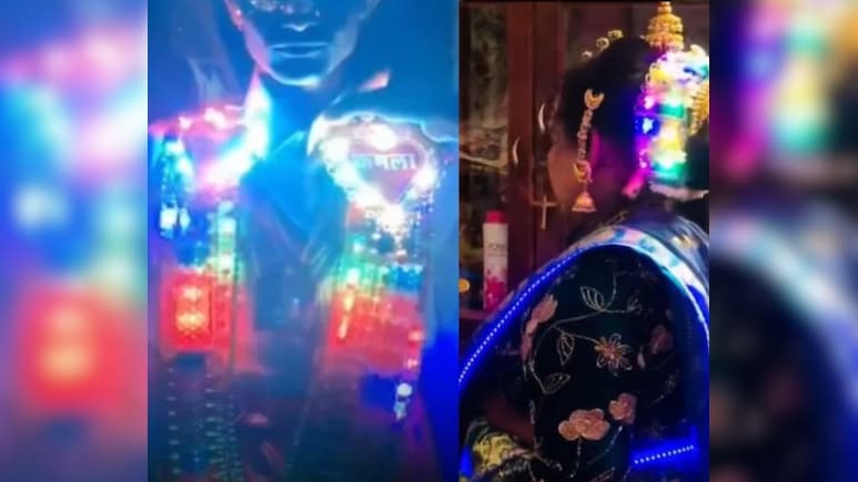 गजब ढा रही हैं 'लाइट वाली दुल्हन', चलते-फिरते बिजली के खंभे से लगे दूल्हे 'राजा', वीडियो देख लोगों ने ली मौज