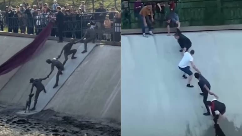 10 साल पहले एक कुत्ते को बचाने के लिए बनी थी मानव श्रृंखला, अब उस कहानी को मिला हमेशा के लिए सम्मान