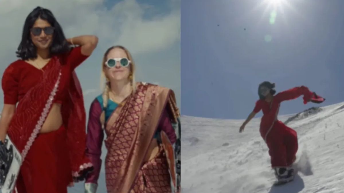 Viral Video: 2 Saree-Clad Women Snowboarding In Kashmir Win Hearts Online