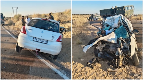 Jaisalmer Road Accident: सेना के ट्रक और स्विफ्ट कार की आमने-सामने की टक्कर, 2 घंटे की मशक्कत के बाद निकाला हवलदार का शव