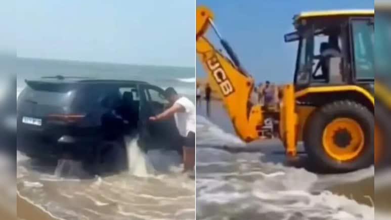 मुफ्त की धुलाई, फिर पुलिस की कुटाई! गोवा के बीच पर फंसी गुजरात की नंबर वाली SUV, वीडियो वायरल