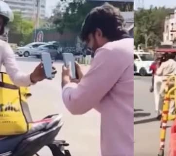 हेलमेट का चालान काट रही थी ट्रैफिक पुलिस, शख्स ने Blinkit से वहीं पर मंगवा लिया हेलमेट, वीडियो वायरल