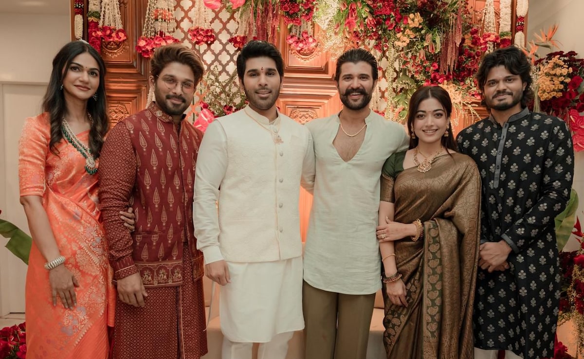 Newlyweds Rashmika Mandanna And Vijay Deverakonda Join Allu Arjun At Allu Sirish's Pre-Wedding Ceremony