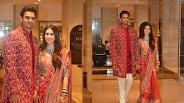 Arjun Tendulkar And Saaniya Chandhok Keep It Classic In Coordinated Red Wedding Ensembles