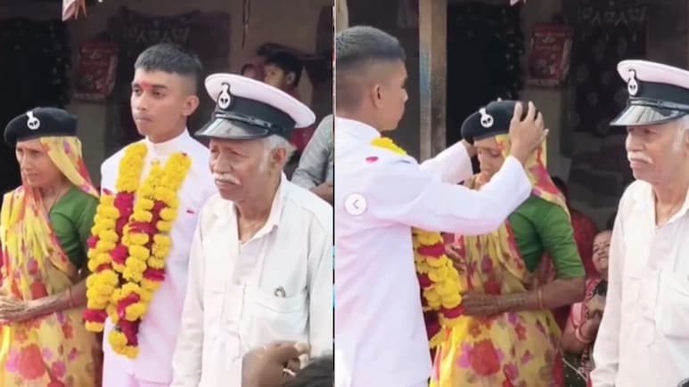 सफेद वर्दी में गांव लौटा बेटा, माता-पिता से मिलते ही भावुक हुआ माहौल, वीडियो वायरल