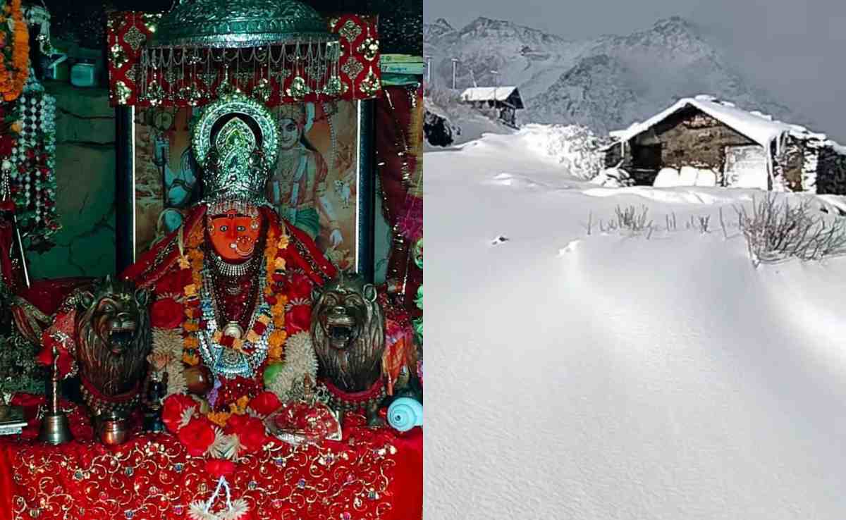 बर्फ की मोटी चादर में लिपटा आदि हिमानी चामुंडा धाम, नवरात्रि में सूना पड़ा मां का दरबार