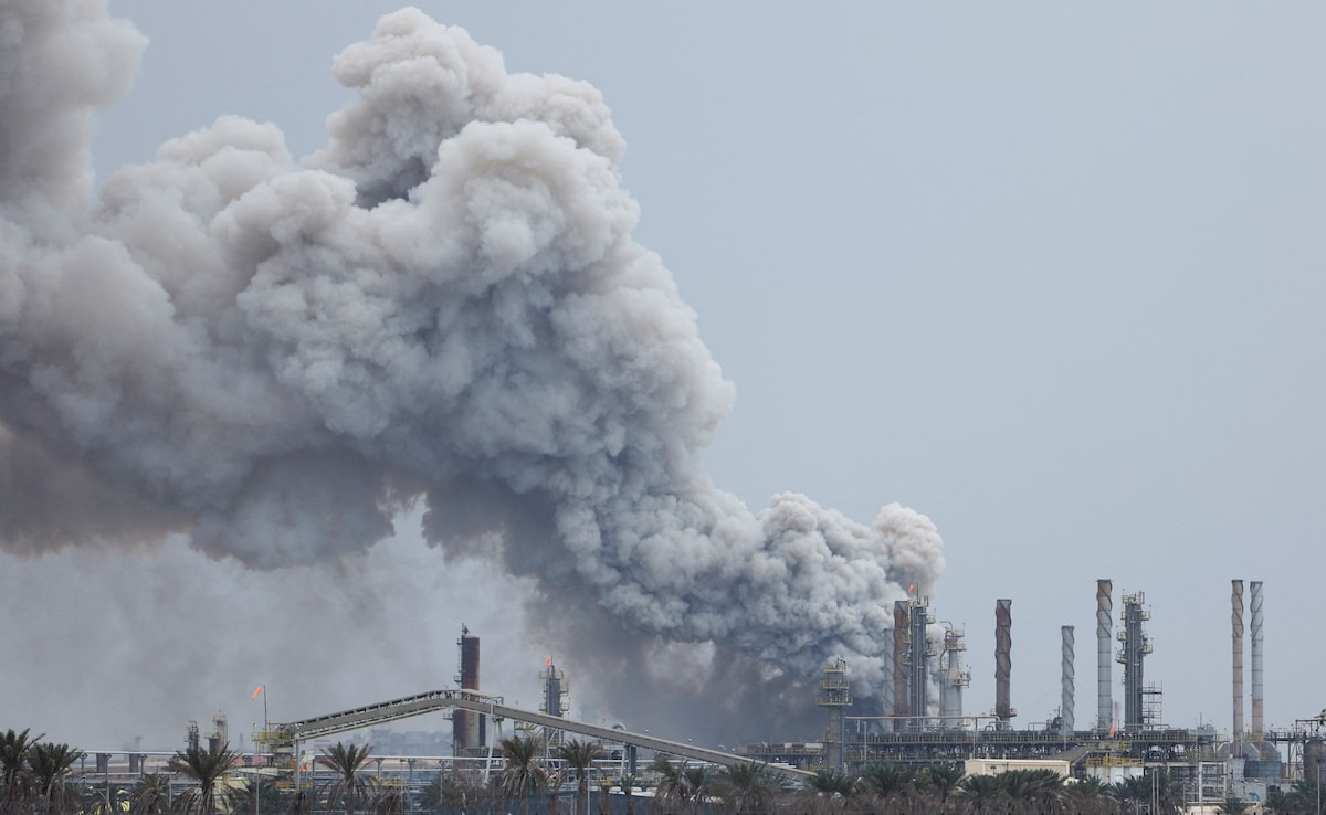 Smoke rises following a strike on the Bapco Oil Refinery on Sitra Island in Bahrain on March 9, 2026