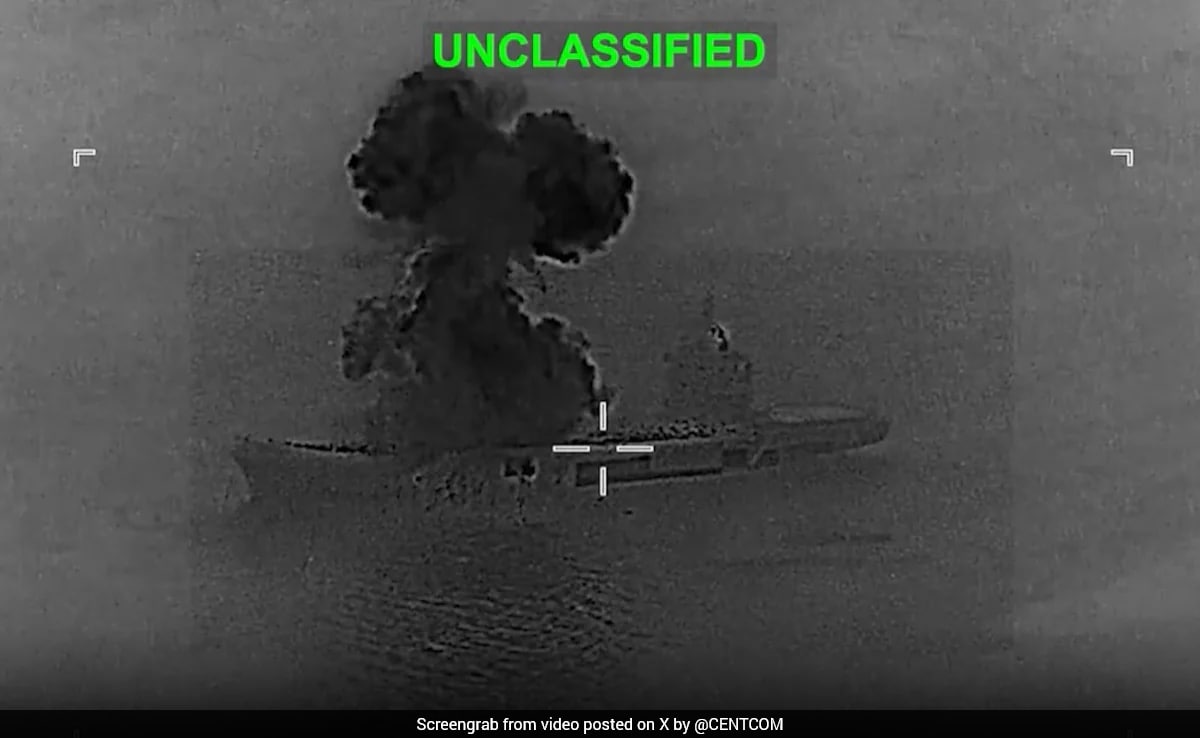 Video: Moment US Bombed Iranian Drone Ship The Size Of WWII Aircraft Carrier