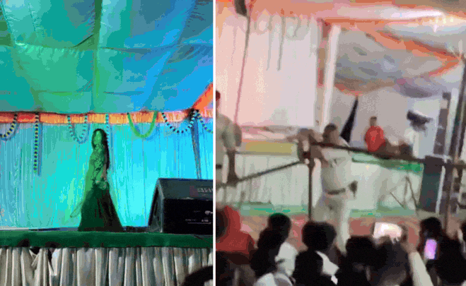 Video: धार्मिक कार्यक्रम में अश्लील डांस, उत्साहित युवाओं ने हुड़दंग किया तो पुलिस ने भांजी लाठी, वीडियो वायरल