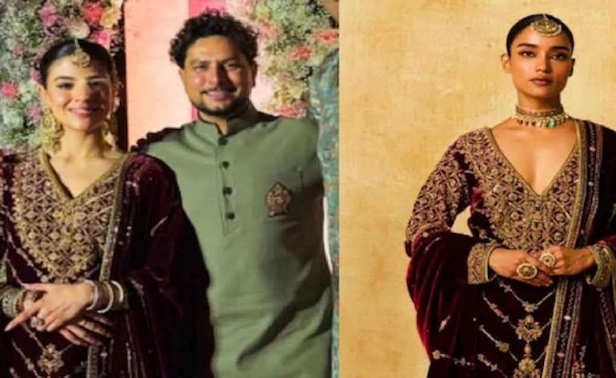 जरदोजी वाले वेलवेट सूट में चमकी कुलदीप यादव की दुल्हन Vanshika Chaddha, मेहंदी में रॉयल लुक ने लूट ली महफिल