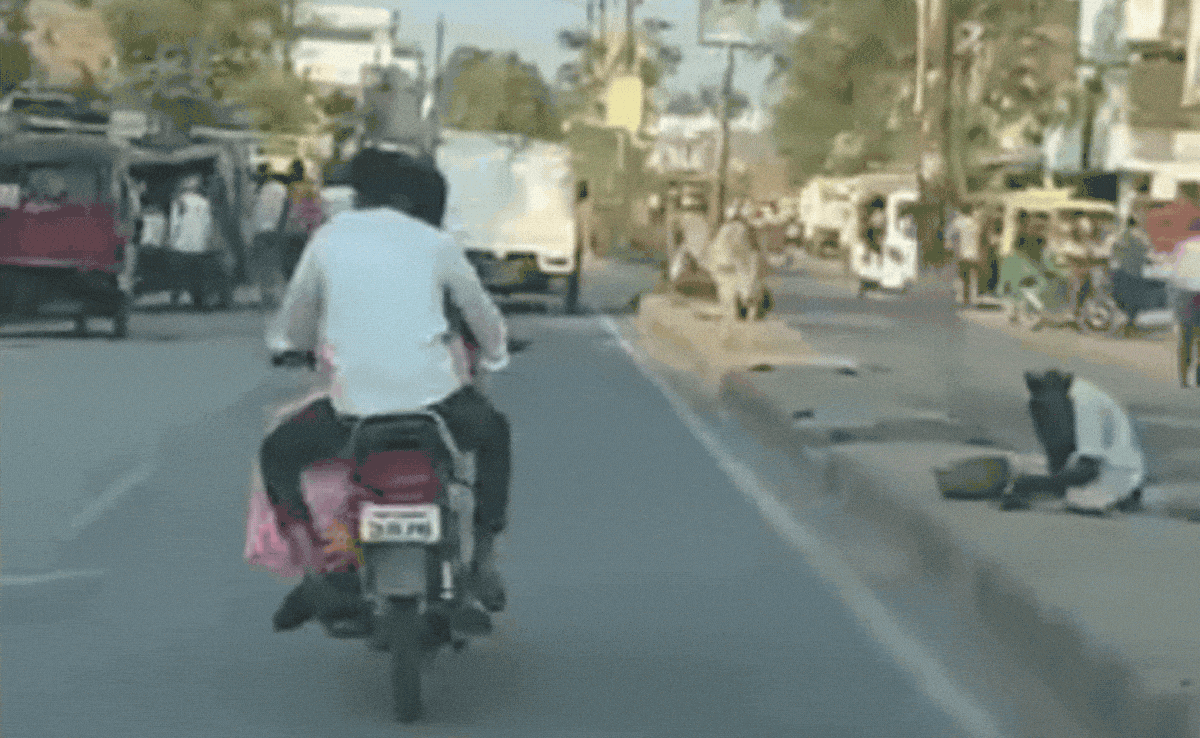 Viral Video: बाइक पर 'प्यार चढ़ा परवान', महिला को टंकी पर बैठाकर ले जाते दिखा युवक, कार सवार ने बनाया वीडियो