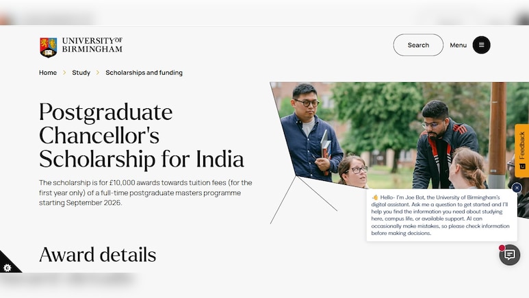 University Of Birmingham Announces Rs 10 Lakh PG Scholarship For Indian Students, Apply Today