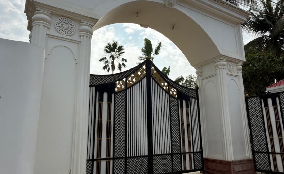 The big black gate outside Ajmals family home in Binnakandi.