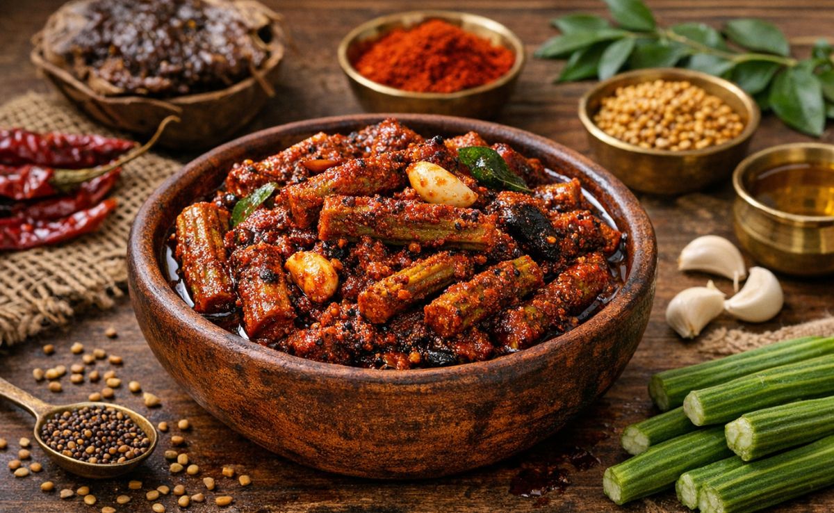 How To Make Andhra-Style Mulakkada Avakaya (Drumstick Pickle) At Home