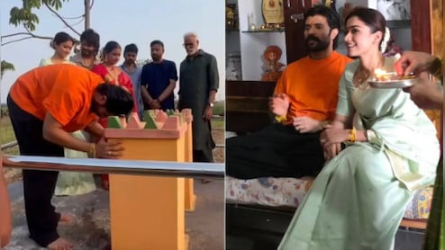 Vijay Deverakonda Pays Homage To Maternal Grandparents With Rashmika Mandanna At His Native Village. See Pics
