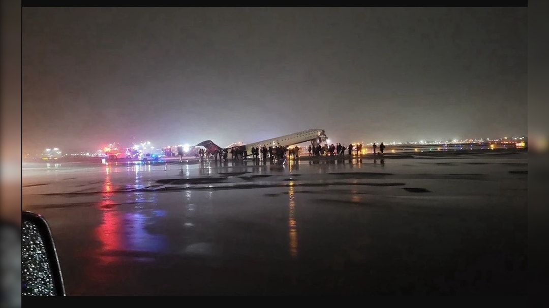 Air Canada Express Collision Highlights: Air Canada Express Plane Collides With Ground Vehicle In New York