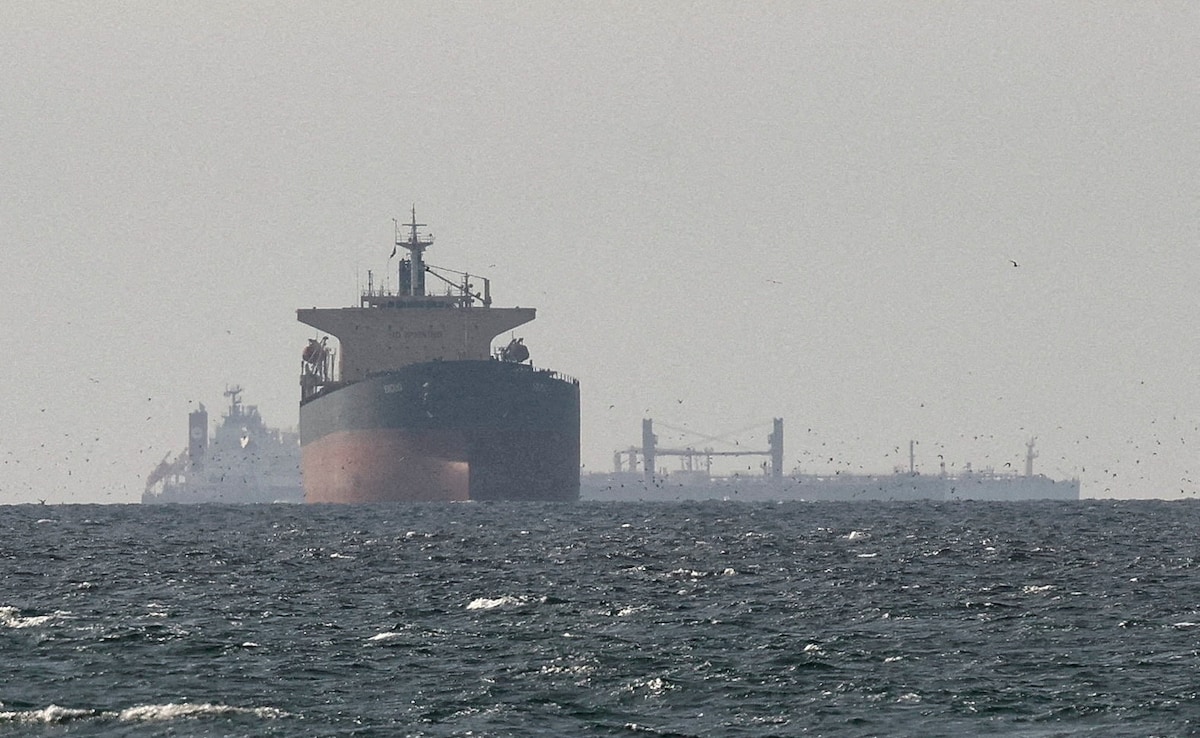 Cargo ships in the Gulf near the Strait of Hormuz