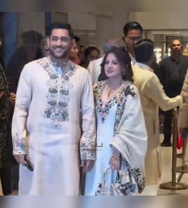 His Or Sakshis? Internet Curious As MS Dhoni Spotted With Phone At Arjun Tendulkars Wedding