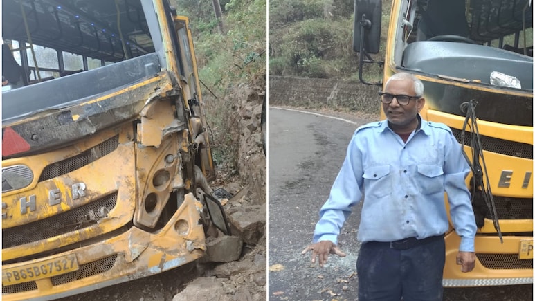 हरियाणा के मोरनी में बच्&zwj;चों से भरी बस हादसे का शिकार, ड्राइवर की सूझबूझ से बड़ा हादसा टला