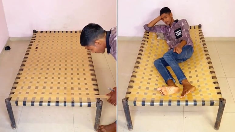 शख्स ने टेप से बना डाली खाट, अजब-गजब जुगाड़ सोशल मीडिया पर हुआ वायरल, लोग बोले- इसे कहते हैं असली देसी इनोवेशन
