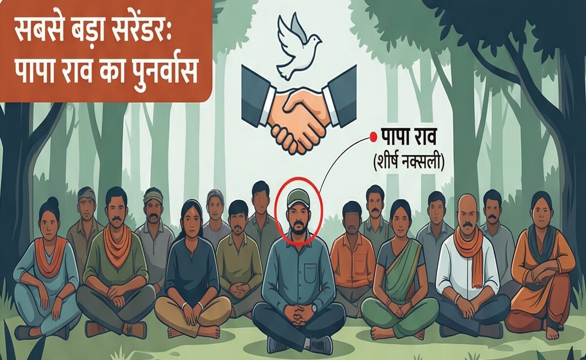 Papa Rao Surrenders; नक्सल आंदोलन को बड़ा झटका, पापा राव और साथियों का हथियारों के साथ पुनर्वास