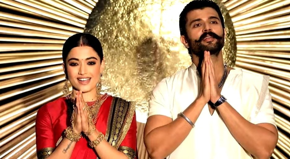 Vijay and Rashmika at their reception.