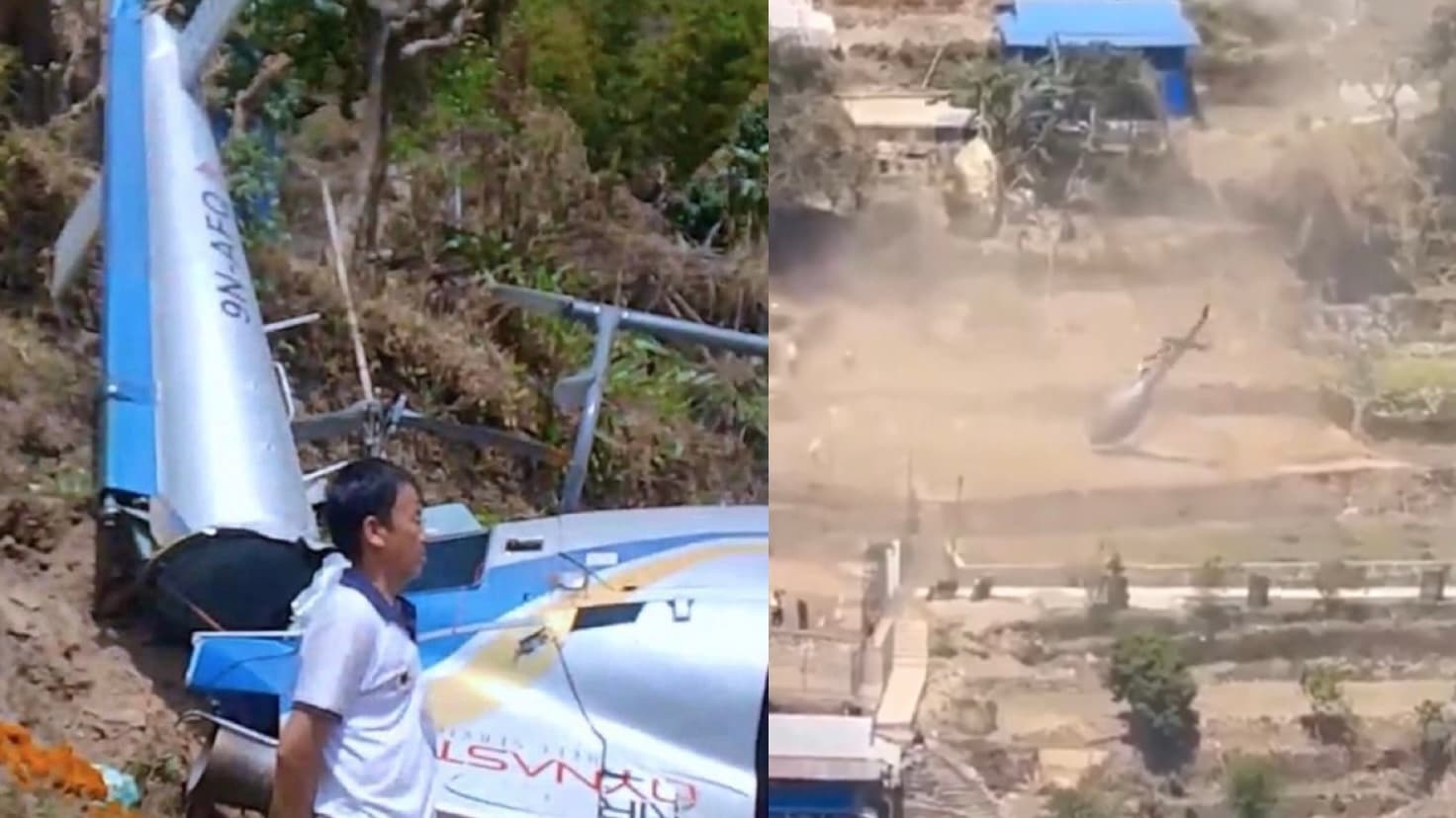 Caught On Camera: Helicopter Crashes During Landing In Nepal's Khotang