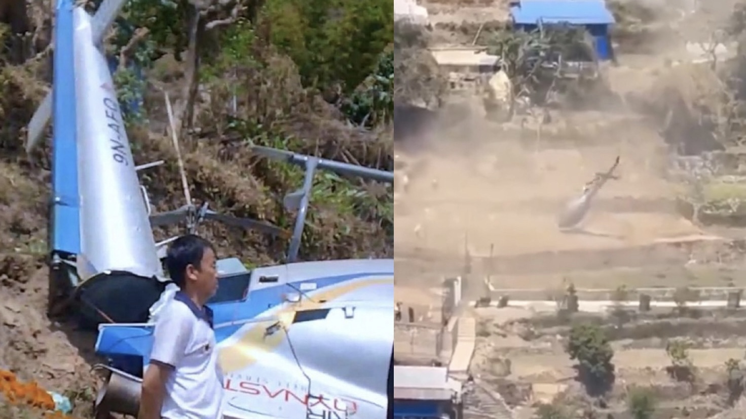 Caught On Camera: Helicopter Crashes During Landing In Nepal's Khotang