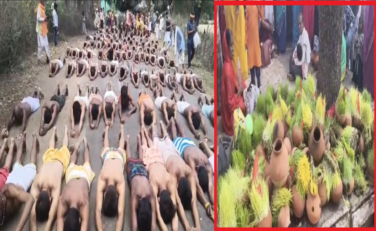 38 डिग्री की गर्मी में दंडवत आस्था, दमोह के हजारों श्रद्धालु पहुंचे बलखंडन खेर माता धाम