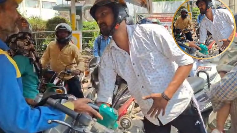 गोरखपुर का गजब जुगाड़! पेट्रोल की किल्लत में मैकेनिक का 'डबल टंकी' अवतार, पंप पर मची अफरा-तफरी