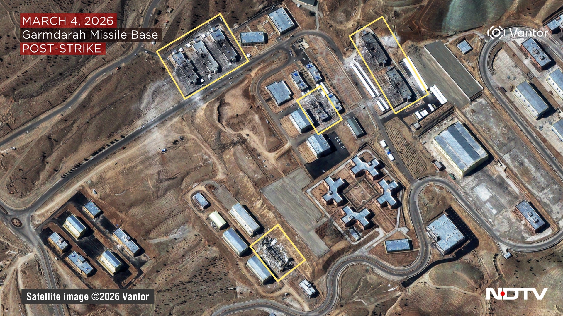 New imagery shows visible damage to facilities inside the base complex.