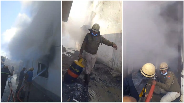 जयपुर की 3 मंजिला कूलर फैक्ट्री में लगी भीषण आग, ऊपर रखे थे 11 सिलेंडर; दमकलकर्मियों ने जान पर खेलकर निकाला