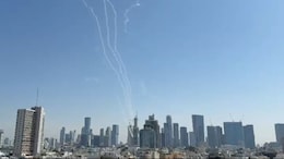 Rocket Trails Streak Tel Aviv Sky As Iron Dome Intercepts Iranian Missiles
