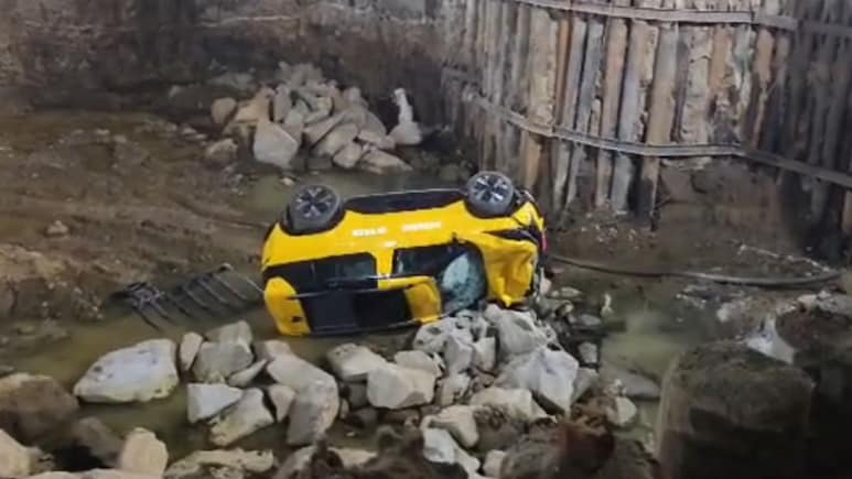 Woman Test Driving Tata Sierra Plunges Into Construction Pit - Did 5 Star Safety Help?